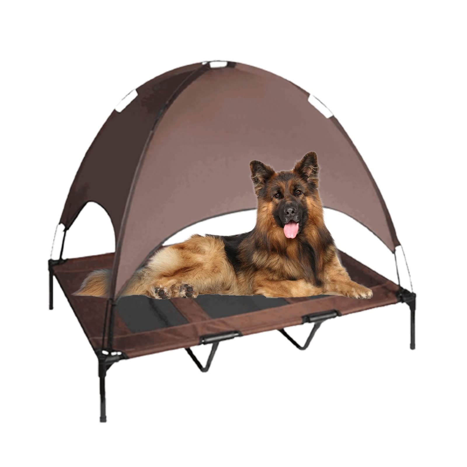 Hundeliege Outdoor mit Dach, Erhöhtes Hundebett mit Dach, Hundeliegeplatz Hunde Strandkorb Sonnenliege, Outdoor Liege für Große Hunde Bis 30Kg/ 40Kg/50Kg/60Kg, Haustierbett für Indoor & Outdoor ( Colo