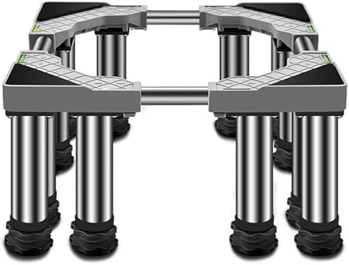 Multifunktionale, verstellbare Basis mit 4/8/12 starken Füßen, Teleskoplänge 65–80 cm, Waschmaschinensockel, Wäschetrockner, Ständer, Kühlschrankhalterung, Anti-Vibrationsdämpfer (12 Beine, 19–22 cm)