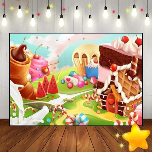 Süßigkeiten Kuste Geburtstag EIS Party Banner Foto Hintergrund Fotografie Süß Donut Baby Dusche Regenbogen 350x230cm