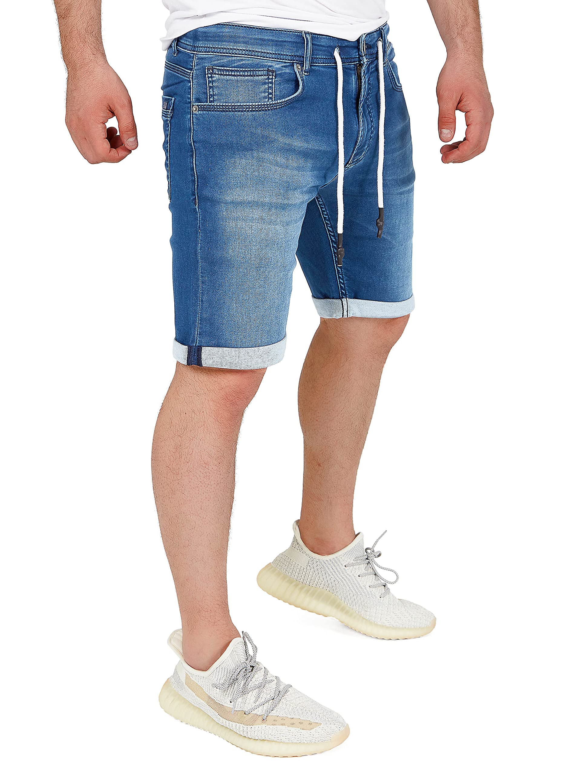 WOTEGA Coole Jeans Hosen Jogging Shorts Sommer Kurze Hose Herren Baumwolle Jean Men Sweathose kurz Short Diego, Blau (Ensign Blue 194026), W29