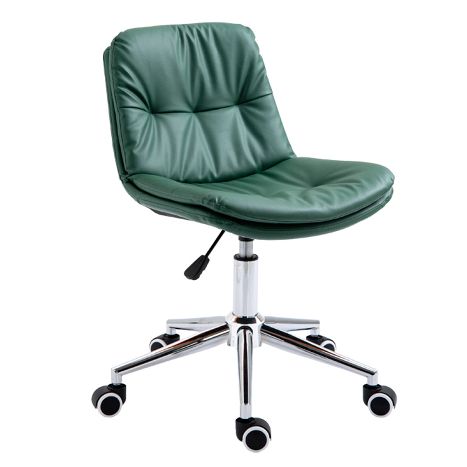 QYZUJIKL Home-Office-Stuhl, mittelhoher Rücken, PU-Leder, Schreibtischstuhl, Computerstuhl ohne Armlehne, ergonomischer Arbeitsstuhl mit Rollfunktion und Drehfunktion