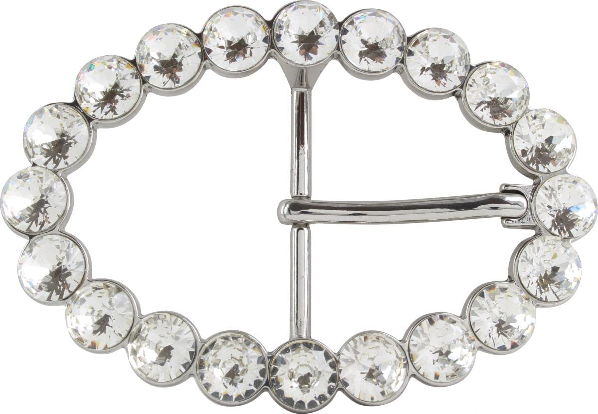 BELTINGER Gürtelschnalle Valence 4,0cm | Buckle Wechselschließe Gürtelschließe 40mm Massiv | Dorn-Schließe mit Strass | Wechselgürtel bis 4cm | Silber/Kristall