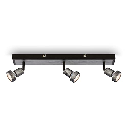 BRILONER Leuchten - Deckenspot LED, schwenkbare Deckenlampe LED, Deckenleuchte LED, warmweißes Licht, Silver-Crafted, 480x70x85 mm