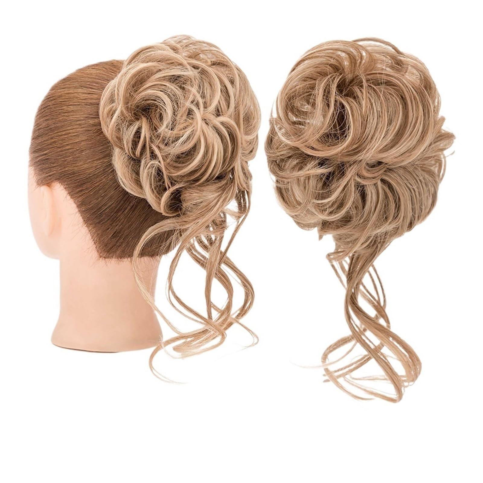 Haarteil Synthetisches, lockiges, elastisches Band, Chignon, Donut mit Zöpfen, Haargummis, unordentliches Dutt-Haar, Hochsteckfrisur, Haarteile, Verlängerungen for Frauen Haarverlängerung(13)