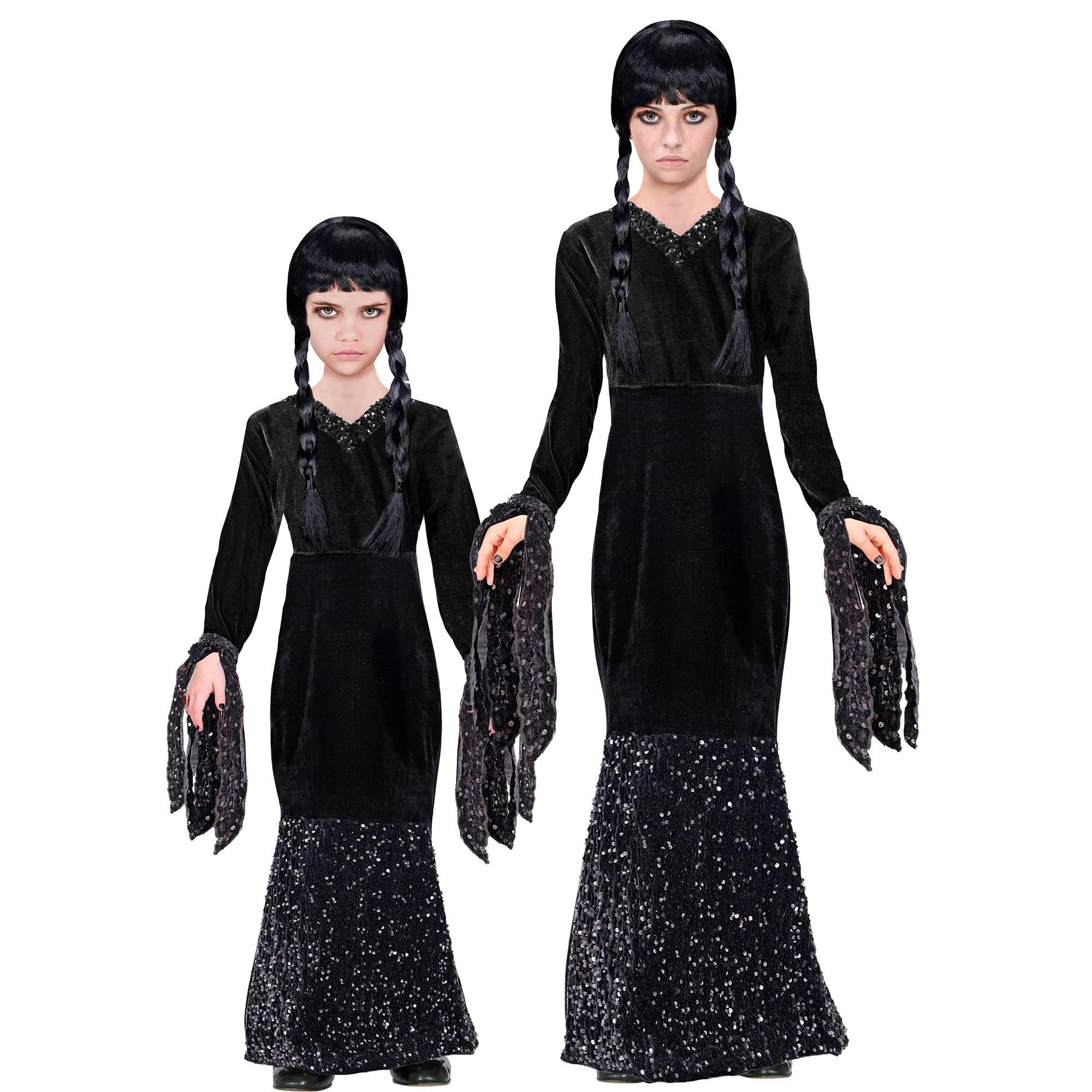 W WIDMANN MILANO Party Fashion - Kinderkostüm Dark Girl, Gothic Kleid, Hexe, Halloween