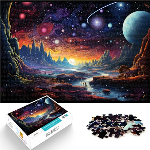 Puzzles Bunte psychedelische Wasserwelt im Weltraum-Puzzle 1000 Teile für Erwachsene Holzpuzzle Familienspaß-Puzzle mit 1000 Teilen (50 x 75 cm)