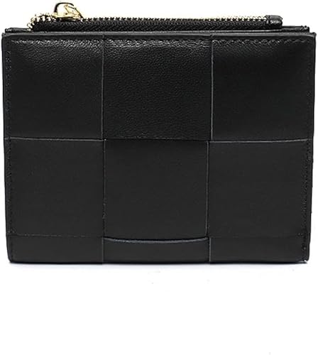 Brieftasche, Kartentasche, modisch, gewebt, echtes Leder, kurze Geldbörse for Damen, funktionale Bifold-Geldbörse, Geldbeutel, weiblich, schick, kleine Kartenhalter (Farbe: Rosa) (Mint) (Farbe: Mint)