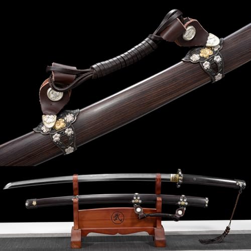 LQSMX sword 104cm Top-Level High Konfiguration Samuraischwert Sharp Katana Tachi Hand gefaltet und geschmiedet Damaskus Stahl Erdbedeckte Brennklingentechnologie Geschenke/Kampfkunst Praxis/Sammlung