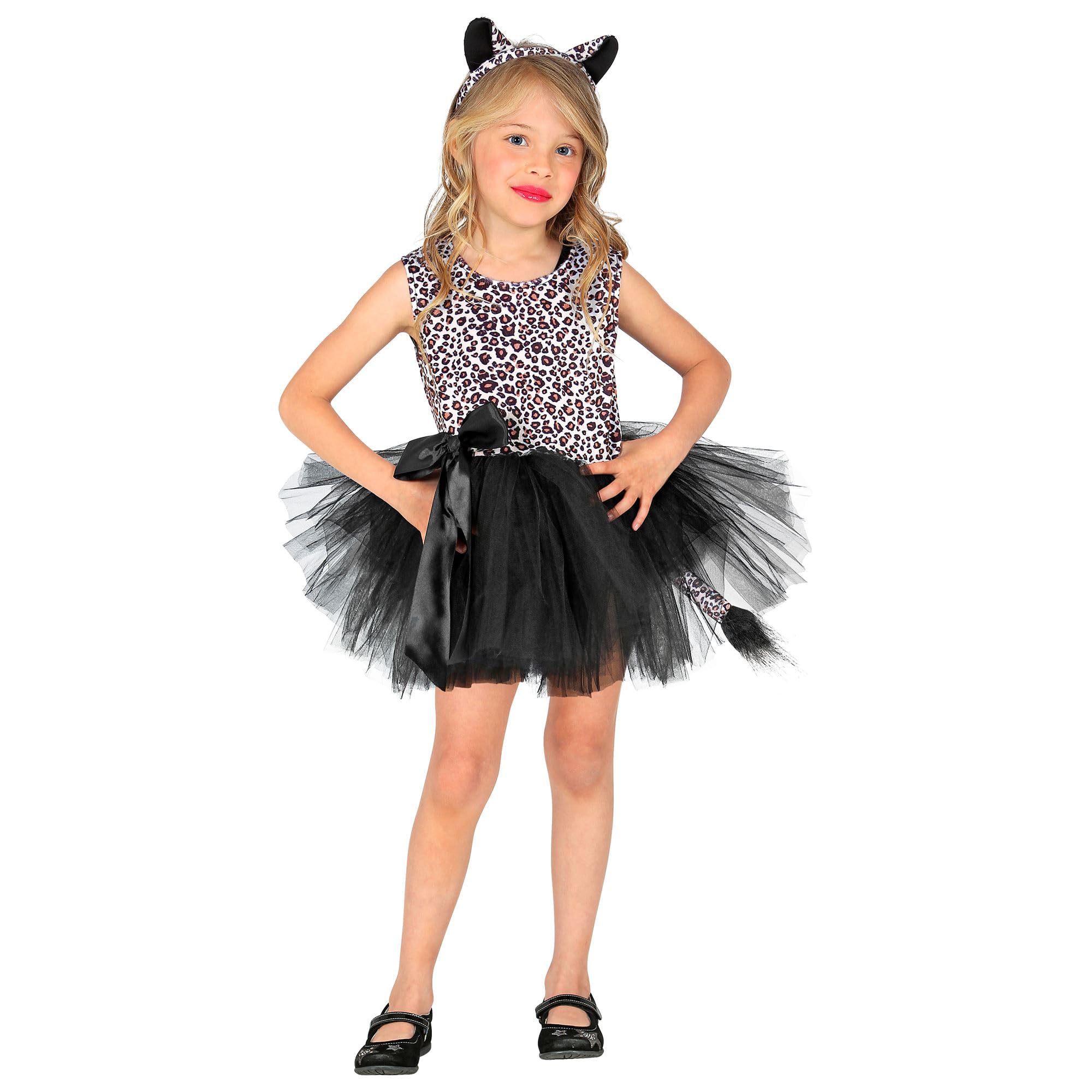 W WIDMANN MILANO Party Fashion - Kinderkostüm Leopard, Kleid mit Tutu, Haarreif, Tierkostüm, Faschingskostüme