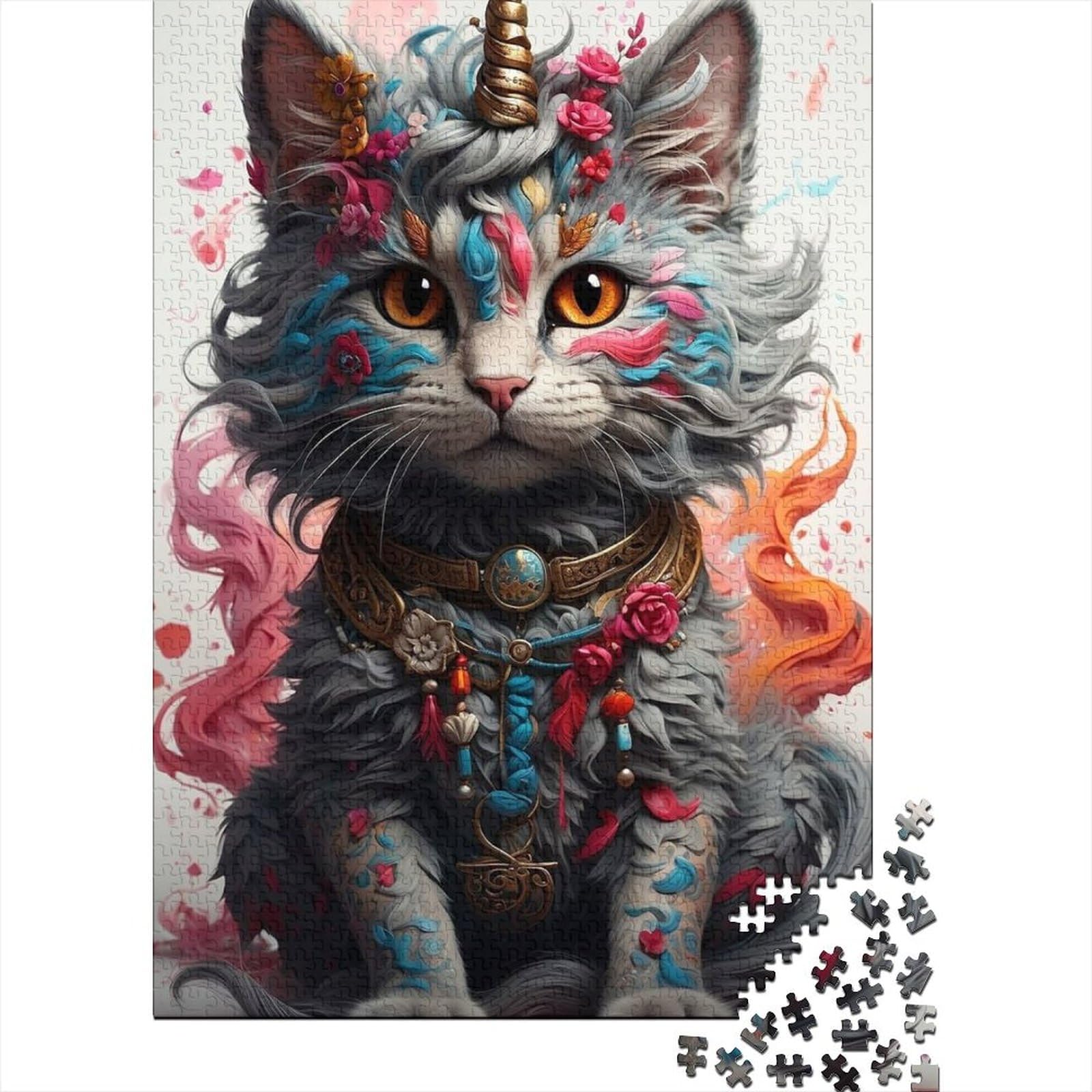 Süße Katze, 1000 Teile Puzzle für Erwachsene, Geschenke aus Holz, Puzzles für Erwachsene, Teenager, Puzzles für Erwachsene, Geschenke 75 x 50 cm