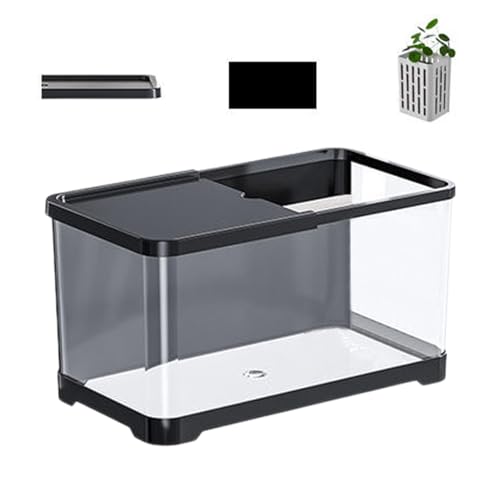 Aquarium-Starter-Kit, Aquarium-Kit, Dekoratives Salzwasseraquarium-Set, kleines Aquarium, Vielseitige Aquarien mit Korb, kreatives, stilvolles Fischaquarium für Heimdekoration, Quallen, Gupp