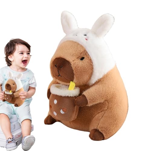 Capybara Plüsch - Niedliche Capybara-Kuscheltiere,Abnehmbare Kopfbedeckung, Bezauberndes Capybara-Plüschtier für Erwachsene, Kinder und Mädchen, weiche Tiere