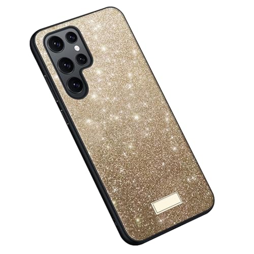 SUREKYA Schutzhülle für Samsung Galaxy S24 Ultra/S24 Plus/S24, glitzernd, ultradünn, Lederhülle, weicher TPU-Rand, Anti-Drop (S24, Gold)