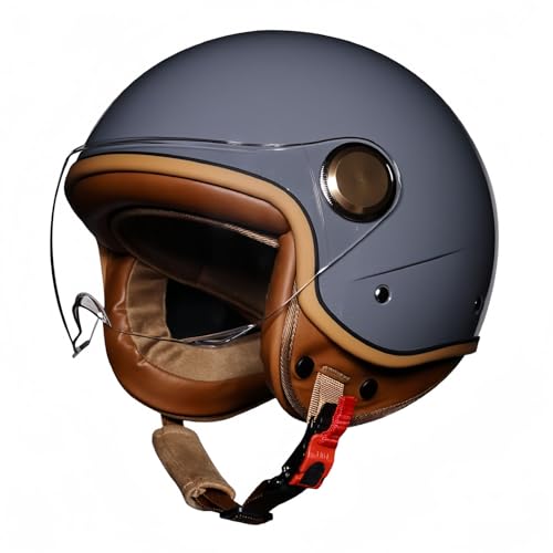 3/4 Offener Motorradhelm Schutzbrille Komfortfutter Ohrenschützer ECE-Zertifizierung Sturzhelm Roller Fahrrad Chopper Helm Erwachsene Männer B,L60-61CM