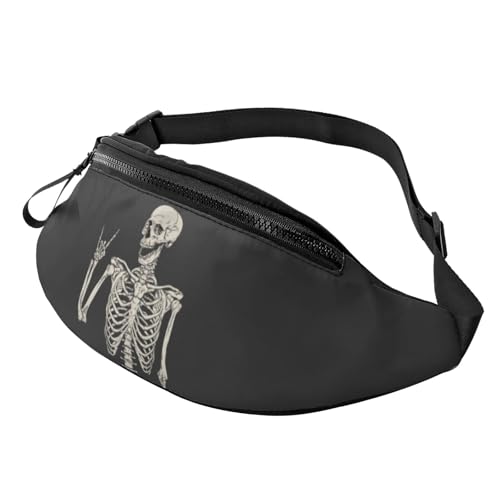 HSJFS Runner Bull Skull Printed Sports Crossbody Waist Bag Casual Chest Bag, Skull Rock Roll Skelett Knochen, Einheitsgröße