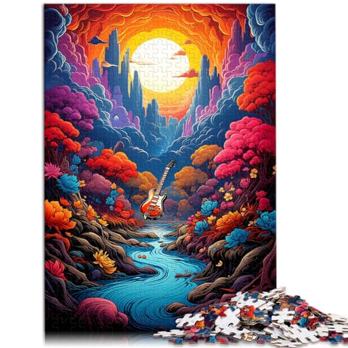 Puzzlespiel, farbenfrohes Gitarrenpuzzle für Erwachsene und Ren, 1000 Teile, Holzpuzzle, lustiges Geschenk, Geburtstagsgeschenk, Geschenke für oder, Wandkunst (50 x 75 cm)