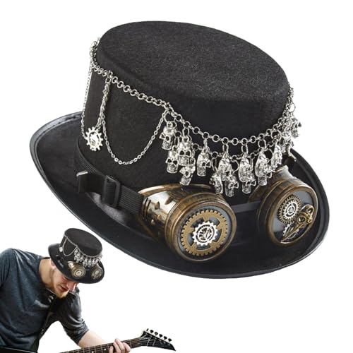 Steampunk-Hut, Steampunk-Hüte für Frauen, Halloween-Kostüm, abnehmbarer Steampunk-Hut mit Brille, Halloween-Zubehör für Männer und Frauen