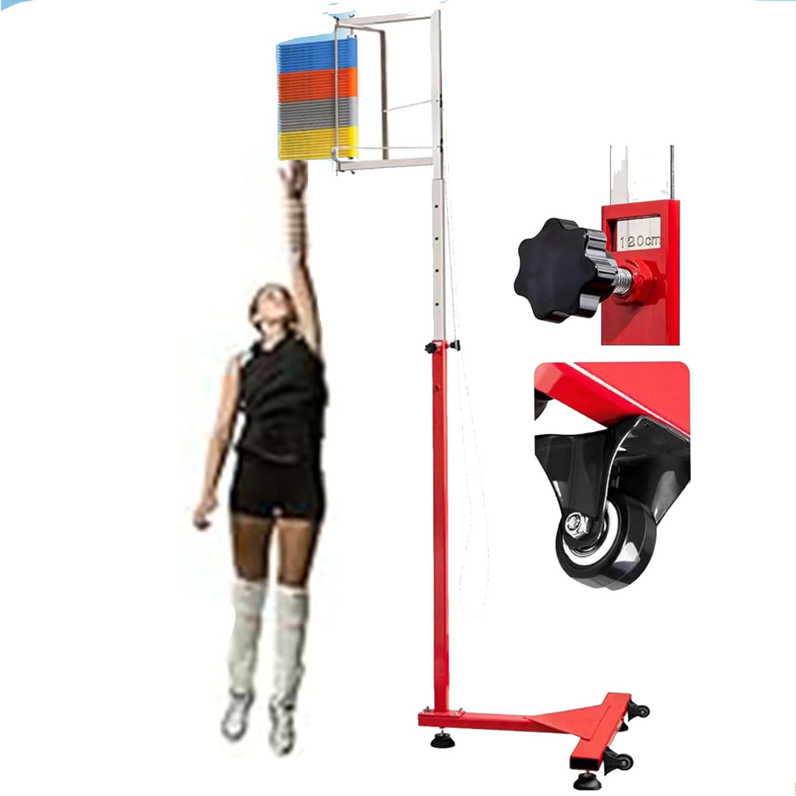 lwjunmm Sprungmess-Teststab-Werkzeug, vertikaler Sprungtester, Basketball-Volleyball-Sprungtest-Bewertungstool, 1,2 m–3,5 m vertikaler Sprungtrainer,Yellow-1.4-2.8M