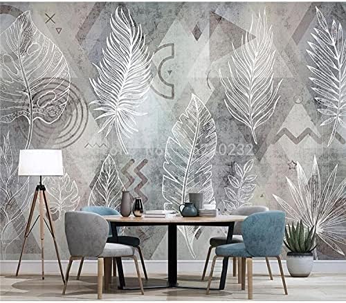 XLMING Line Drawing Tropical Plant Leaves Küche Esszimmer Arbeitszimmer Wohnzimmer TV Hintergrund Wand 3D Tapete-300cm×210cm