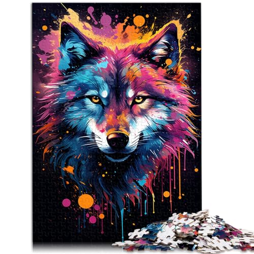 Puzzle | Puzzles Farbiges Fantasy-Wolf-Kunstpuzzle für Erwachsene, 1000 Teile, Holzpuzzle für anspruchsvolles Puzzlespiel und Familienspiel, 1000 Teile (50 x 75 cm)