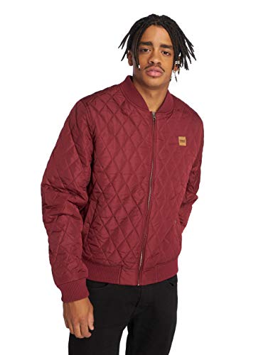 Urban Classics TB862 Herren Steppjacke - Diamond Quilt Nylon Jacke - Ideal als Übergangsjacke, Rot (burgundy 606), Gr. Small