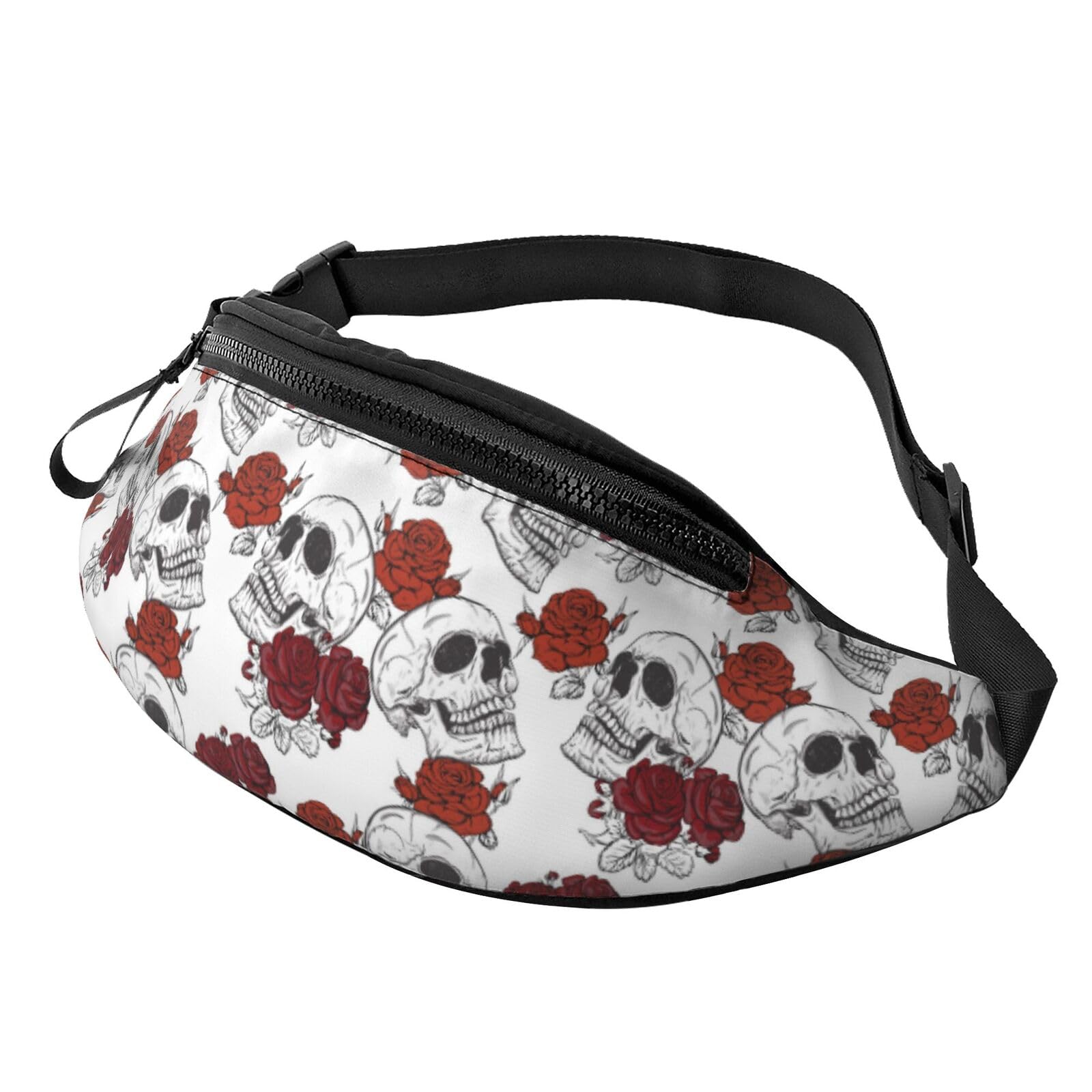 HSJFS Hüfttasche mit lustigem Totenkopf-Aufdruck, verstellbarer Gürtel, lässige Brusttasche, Blumenkädel, Einheitsgröße