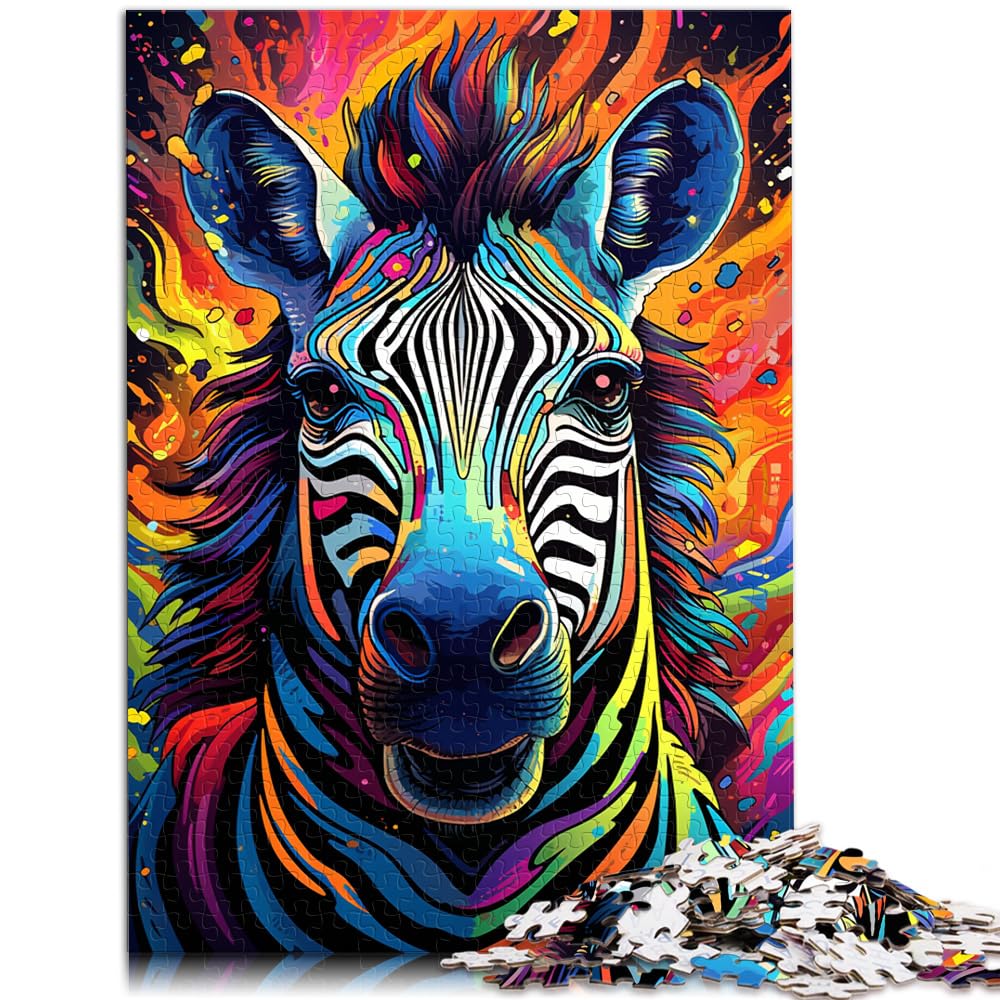 Puzzle für Puzzle, farbenfrohes psychedelisches Zebragemälde für Erwachsene, 1000 Teile, Puzzlegeschenke, Holzpuzzle, Weihnachtspuzzlegeschenke, 1000 Teile (50 x 75 cm)