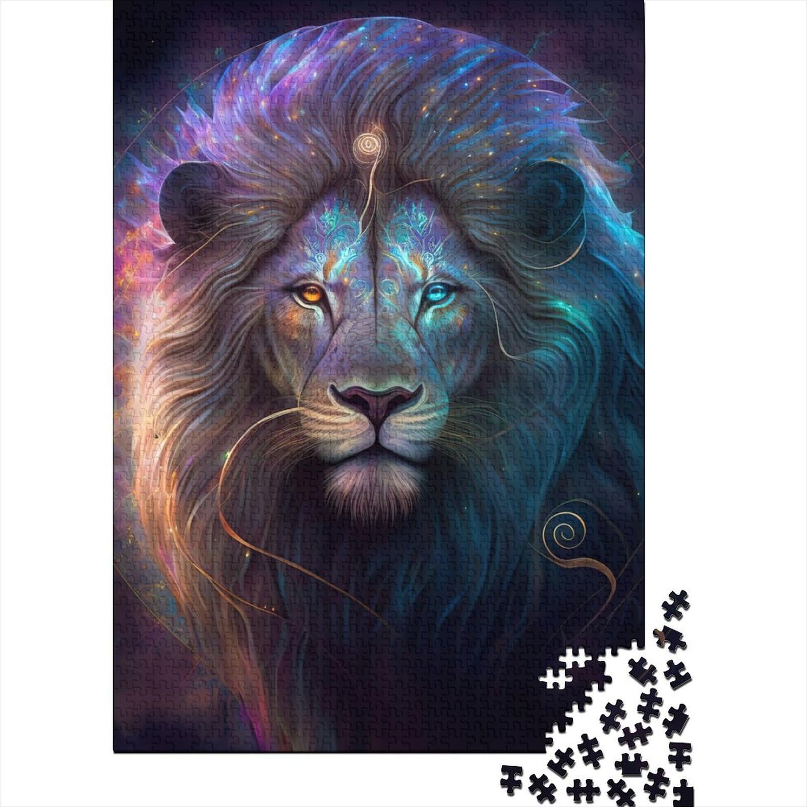 Kunstpuzzle für Erwachsene 1000 Teile Löwe Neon Großes Puzzle für Erwachsene Puzzles für Erwachsene Lernspiel Herausforderungsspielzeug 75x50cm