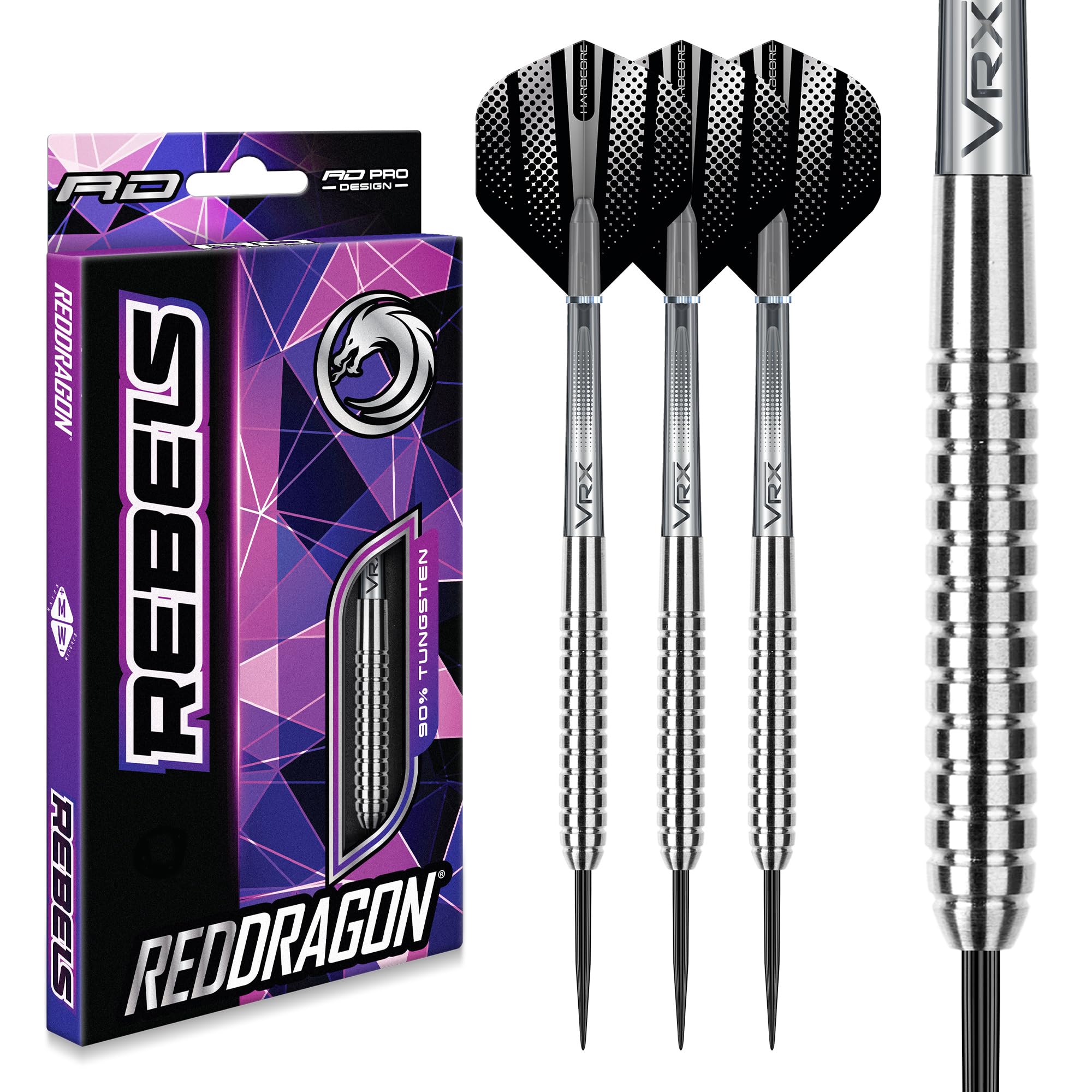 RED DRAGON Rebels Darts Set 23 Gramm Tungsten Steel Tip Darts Set mit Flights und Schäfte