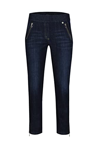 Robell Style NENA09 – Slim FIT Denim Power Stretch 7/8 Jeans, Gerade geschnittenes Bein mit Reissverschluss und Gesässtaschen Farbe Darkblue Größe 42