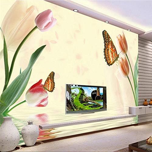 XLMING Fantasie Tulpe. Küche Esszimmer Arbeitszimmer Wohnzimmer TV Hintergrund Wand 3D Tapete-250cm×170cm