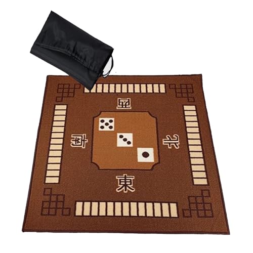 Mahjong Tischmatte,Kachel Spiele Tischabdeckung, Quadratisch mit Tragetasche, Geräuschreduzierung, Spielkartenmatte for Poker, Kartenspiele, Brettspiele, Kacheln, Mahjong-Spiele(Brown,34.7x34.7inch)