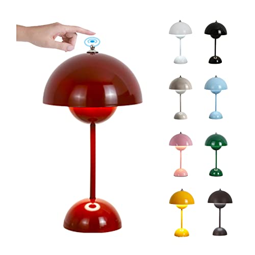 LED Flowerpot Tischlampe Kabellos mit Akku, Touch Dimmbar Flowerpot Lamp Pilz Lampe ​mit 3 Helligkeitsmodi, Dekorative Retro Schreibtischlampe für Schlafzimmer, Büro, Wohnzimmer ( Size : USB-Touch , C