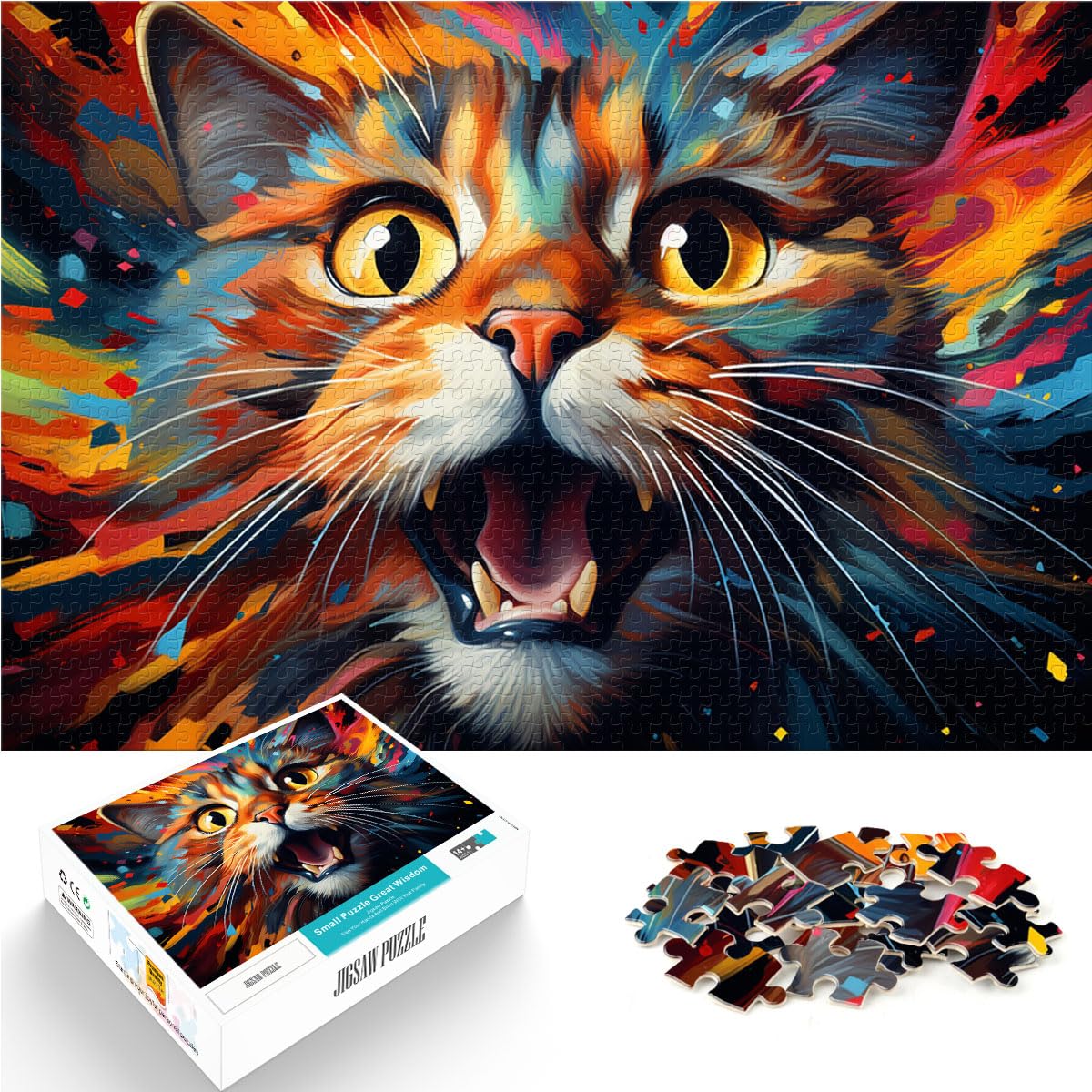 Puzzle | Puzzles Fantasie-Farbkatze Puzzle | Puzzle 1000 Teile für Erwachsene, schwieriges Holzpuzzle für Frauen und Männer, 1000 Teile (50 x 75 cm)