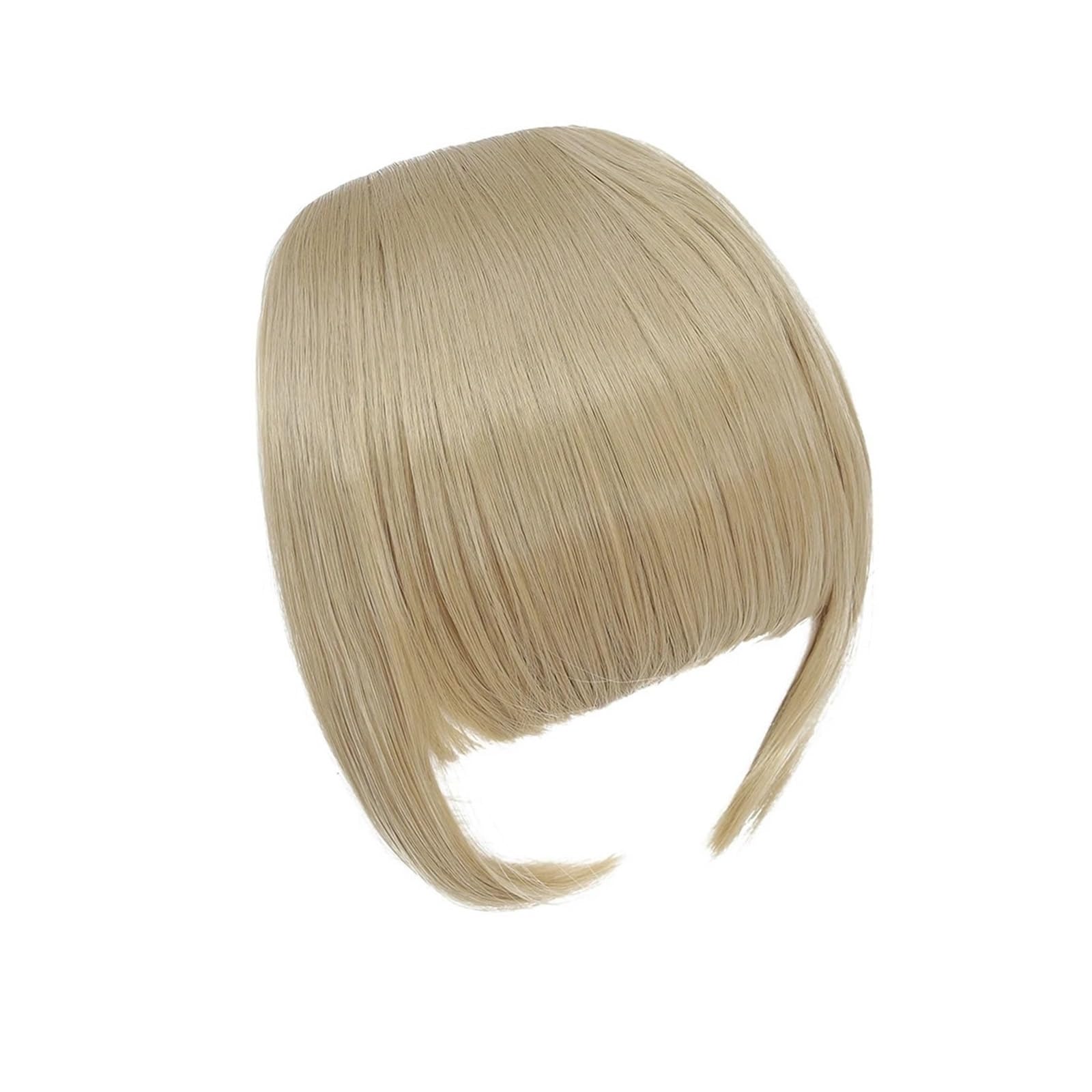 Pony Extension für Damen Pony-Haarverlängerung, Clip-in-Pony, hochwertiger synthetischer, flacher Pony mit Bügeln, 15,2 cm, vorderer Gesichts-Pony for Frauen und Mädchen, täglich Fringe Bangs(24)