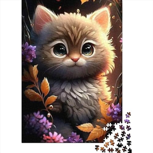 1000-teiliges Puzzle für Erwachsene und Teenager, Kunst, Katzen-Puzzle für Erwachsene, Holzbrett-Puzzle, Familienspiele, Größe: 75 x 50 cm