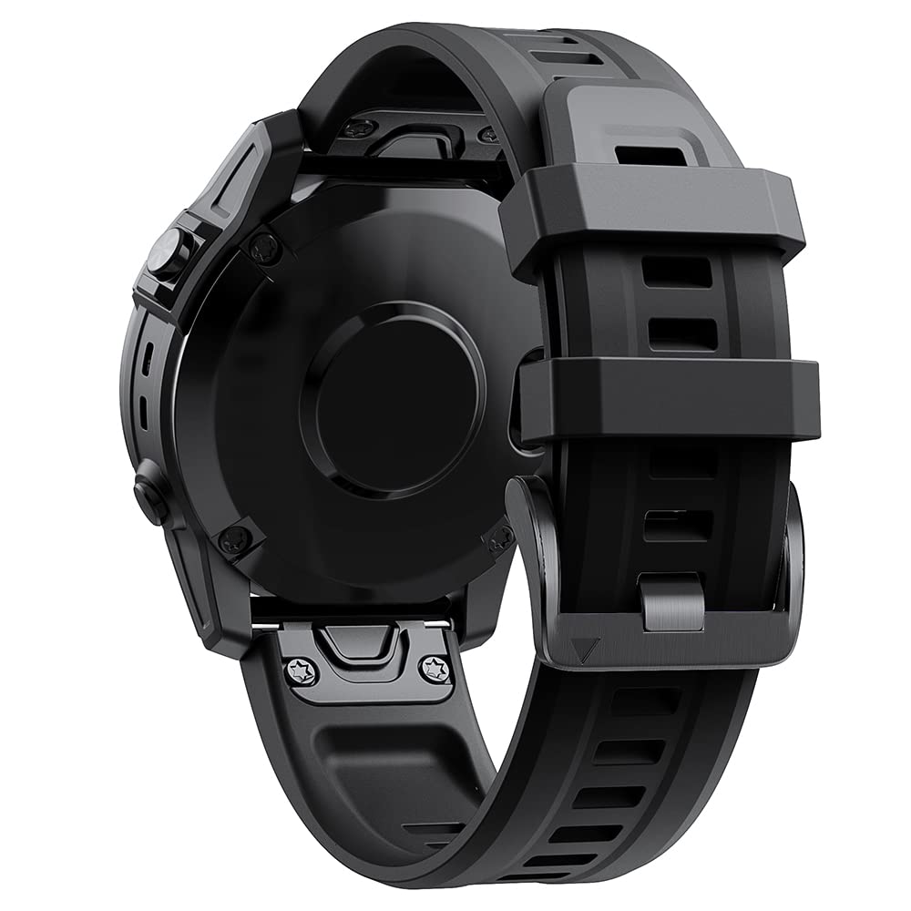 OPKDE QuickFit Uhrenarmband für Garmin Fenix 7X, 7, 6X, 6, 5X, Epix, Instinct 2, Descent MK2i, Schnellverschluss, Silikonarmband, 26 mm, 22 mm, 22mm Fenix 5 6 7, Achat