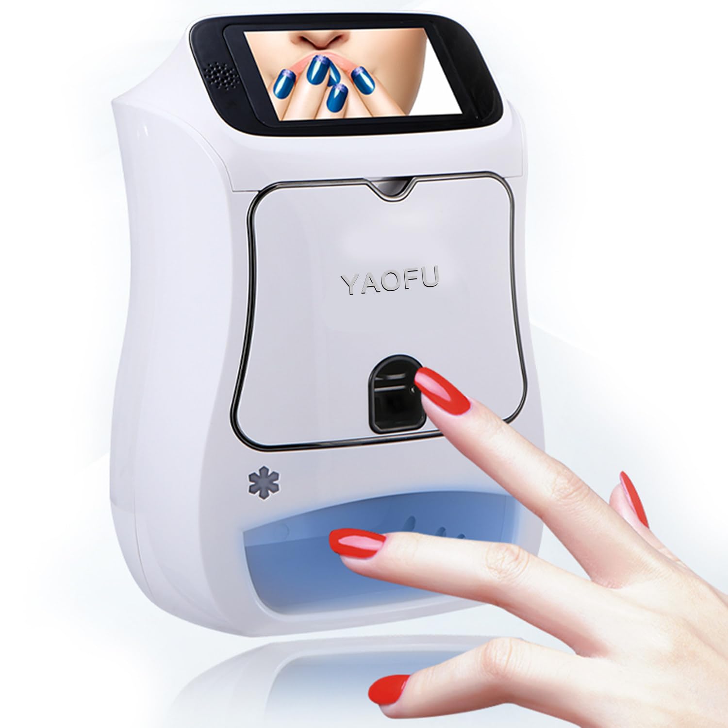 Qiang 3D-Kunstdesign Intelligenter Automatischer Nageldrucker,5-Zoll-Touchscreen,10 Sekunden Schneller Druck Mit UV-Licht/Trocknungsventilator,Kann 800 Nägel Kontinuierlich Drucken