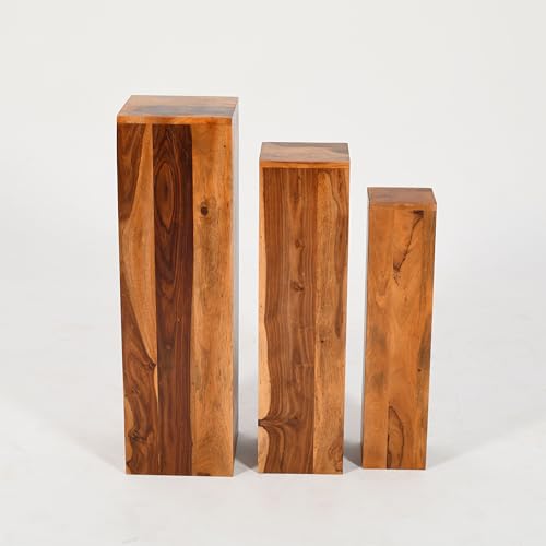 SEDEX Pillar Blumensäulen Palisander 3er Set Massivholz B/T/H 25x25x85 cm, 20x20x75 cm, 15x15x65 cm