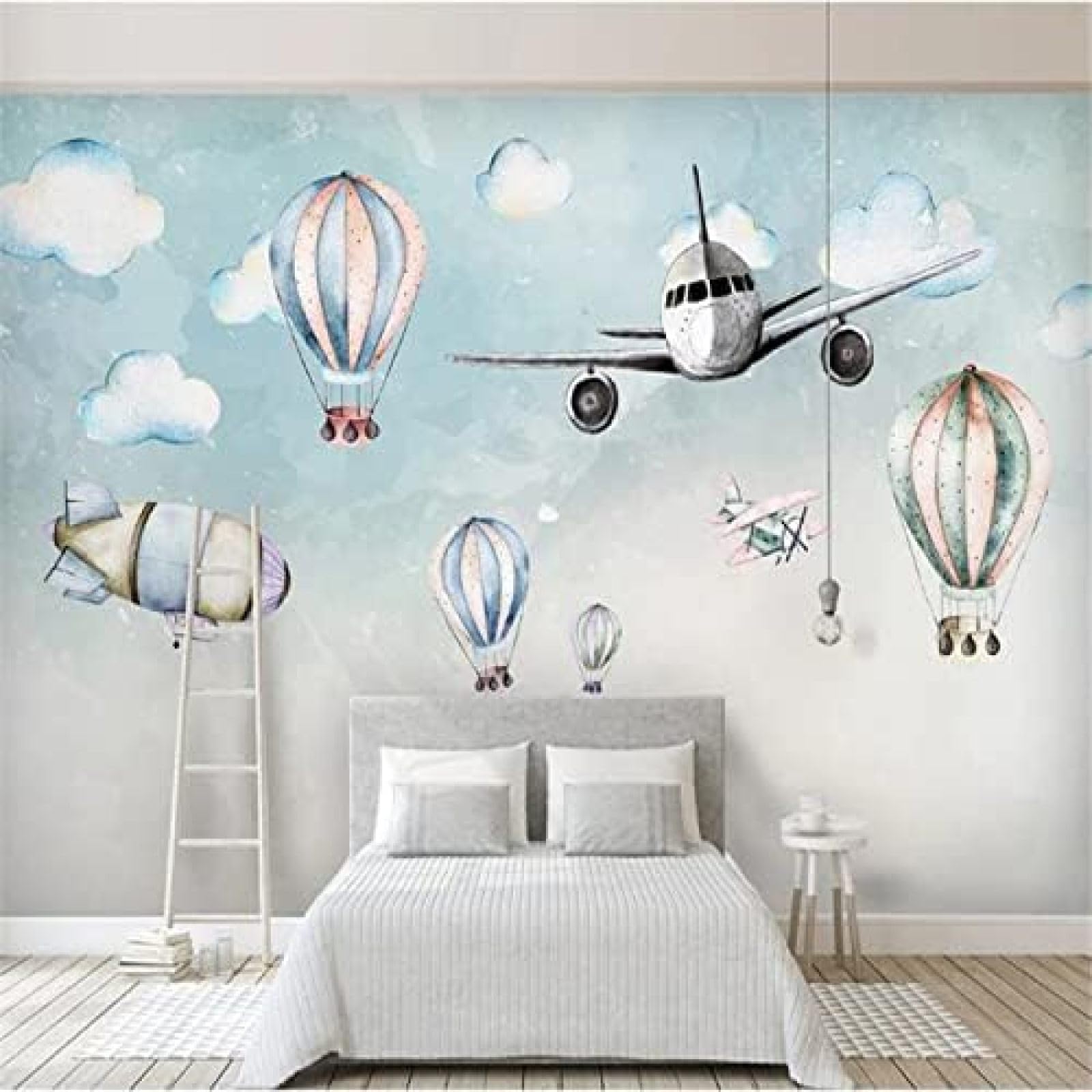 XLMING Einfacher Cartoon Flugzeug Heißluftballon Kinderzimmer 3D Tapete Wohnzimmer Sofa Schlafzimmer Esszimmer Home Dekoration Wand-350cm×256cm