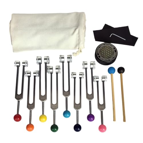 Pluuttiem Stimmgabel-Set, Chakren für die Heilung, Stimmgabel mit Stimmgabel-Aktivator für die Heilung, Klangtherapie, Körperhaltung