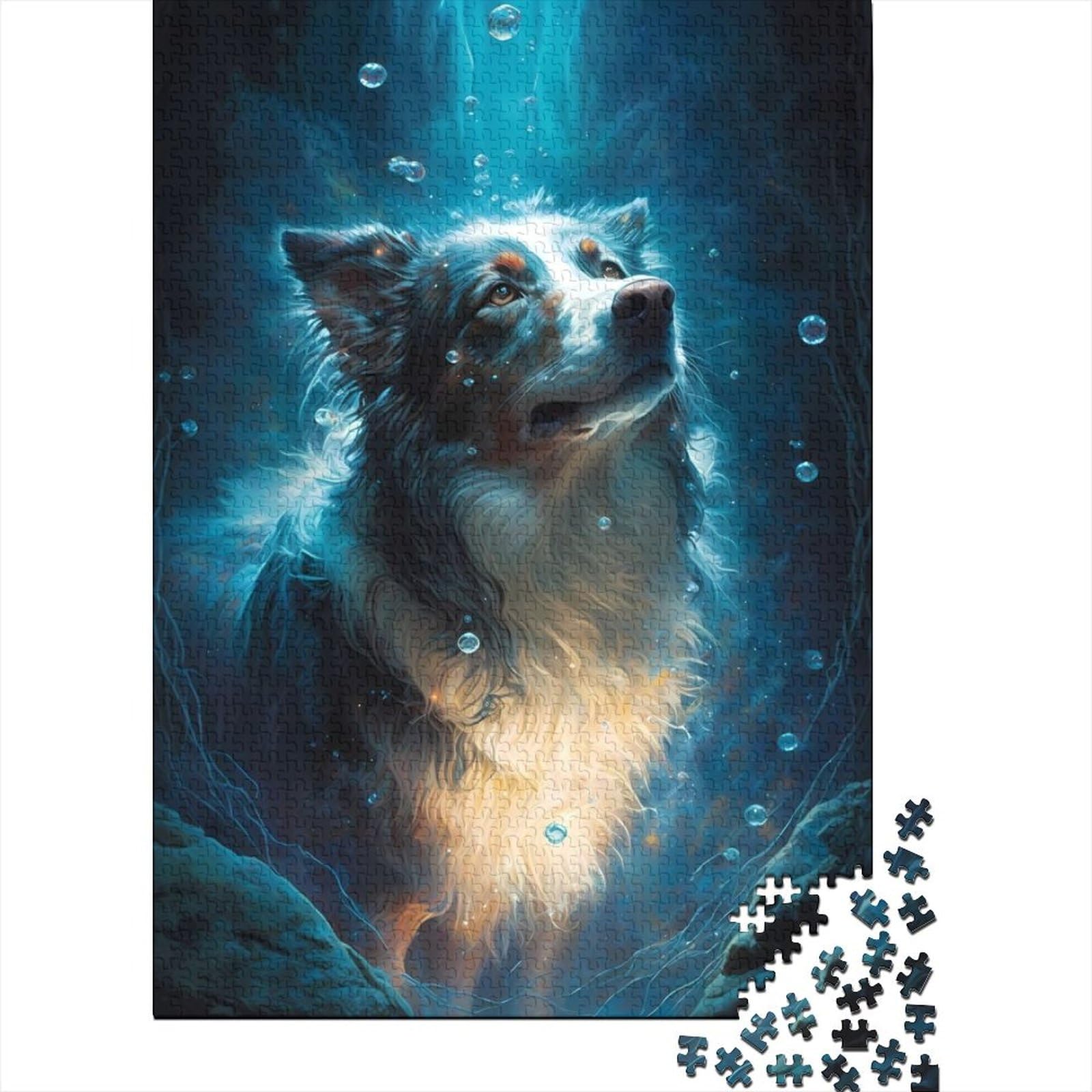 1000 Teile Puzzle für Erwachsene Puzzles Border Collie Hund Holzpuzzles Puzzles für Erwachsene Teenager Pädagogisches Stressabbau-Spielzeugpuzzle (Größe: 75 x 50 cm)