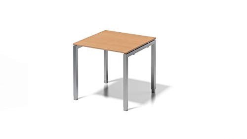 Bisley Cito Schreibtisch, 650-850 mm höheneinstellbares U, H 19 x B 800 x T 800 mm, Dekor buche, Gestell Silber, Metall Bc355, 80 x 80 x 85 cm