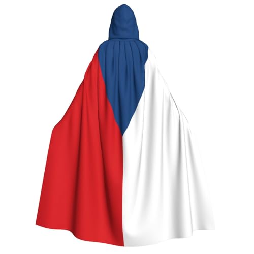 WURTON Flagge der Tschechischen Republik Druck Unisex Kapuzenumhang Kostüm Damen Herren Vampir Halloween Cosplay Karneval Mottoparty