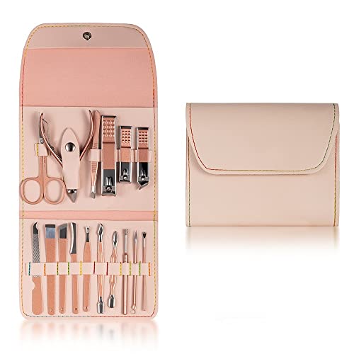 TONECY Nagelschneider-Set, Edelstahl, Nagelknipser-Set mit faltbarer Tasche, Maniküre-Schneider-Kits, Schere, Make-up, Beauty-Werkzeuge (lila)