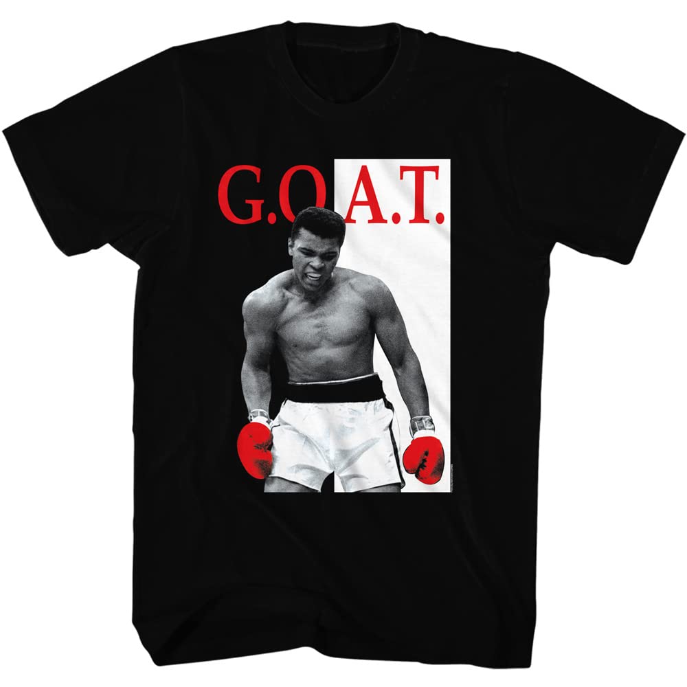 Muhammad Ali T-Shirt Heavyweight Champion Goat Erwachsene Kurzarm T-Shirts Graphic Tees Boxshirt, Schwarz, Klein