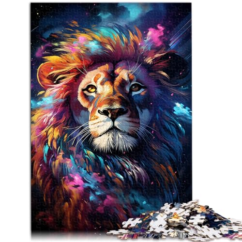 Puzzles für „Die farbenfrohe Psychedelie der Sternennacht Löwe“ für Erwachsene, 1000 Teile, Holzpuzzle, Familienpuzzlespiel, Geburtstagsgeschenke, 1000 Teile (50 x 75 cm)