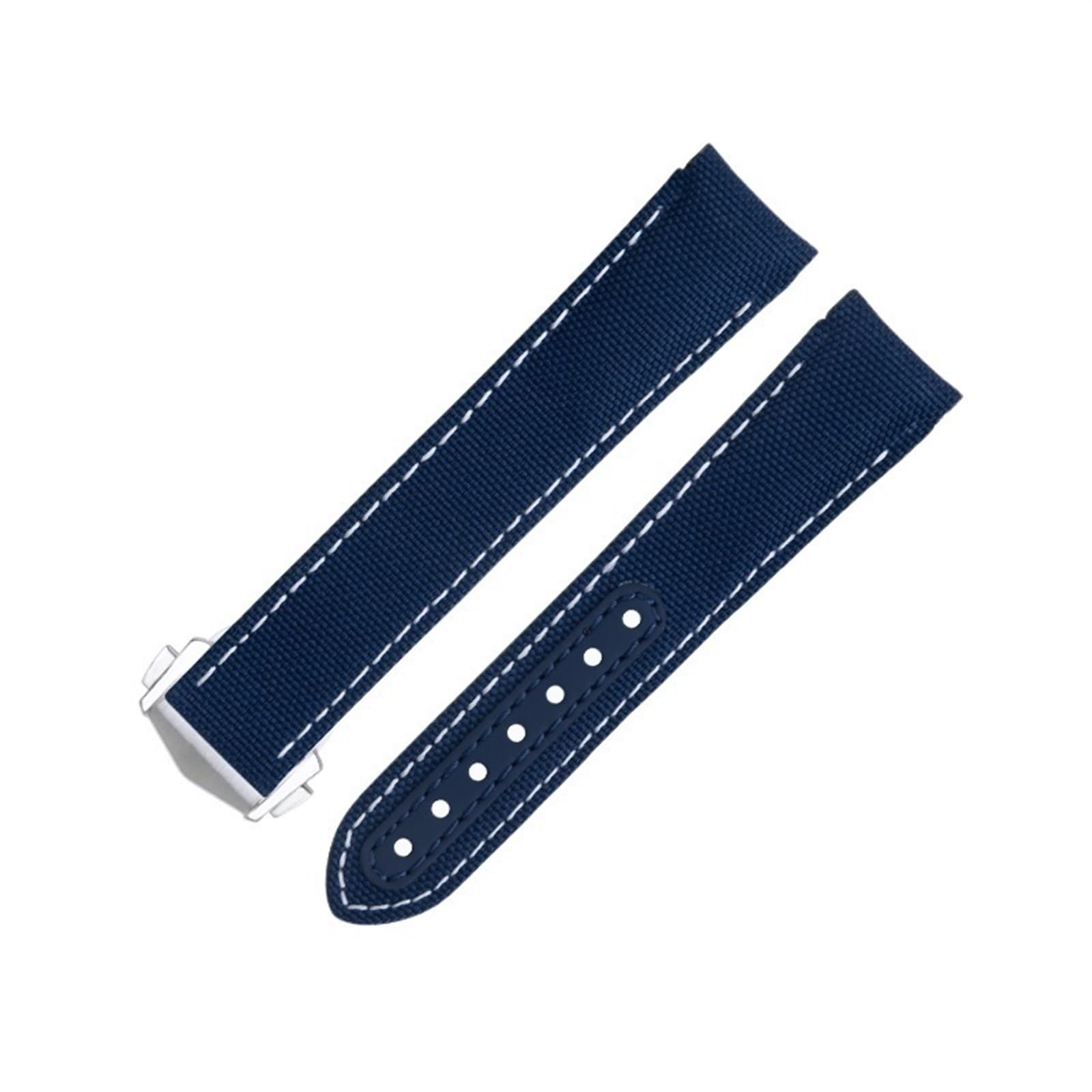 IOTUP Uhrenarmband aus Nylongewebe, 20 mm, passend für Omega-Armband für AT150 Seamaster 300 Planet Ocean De Ville Speedmaster Uhrenarmband mit gebogenem Ende, Weiß, 20 mm, Achat