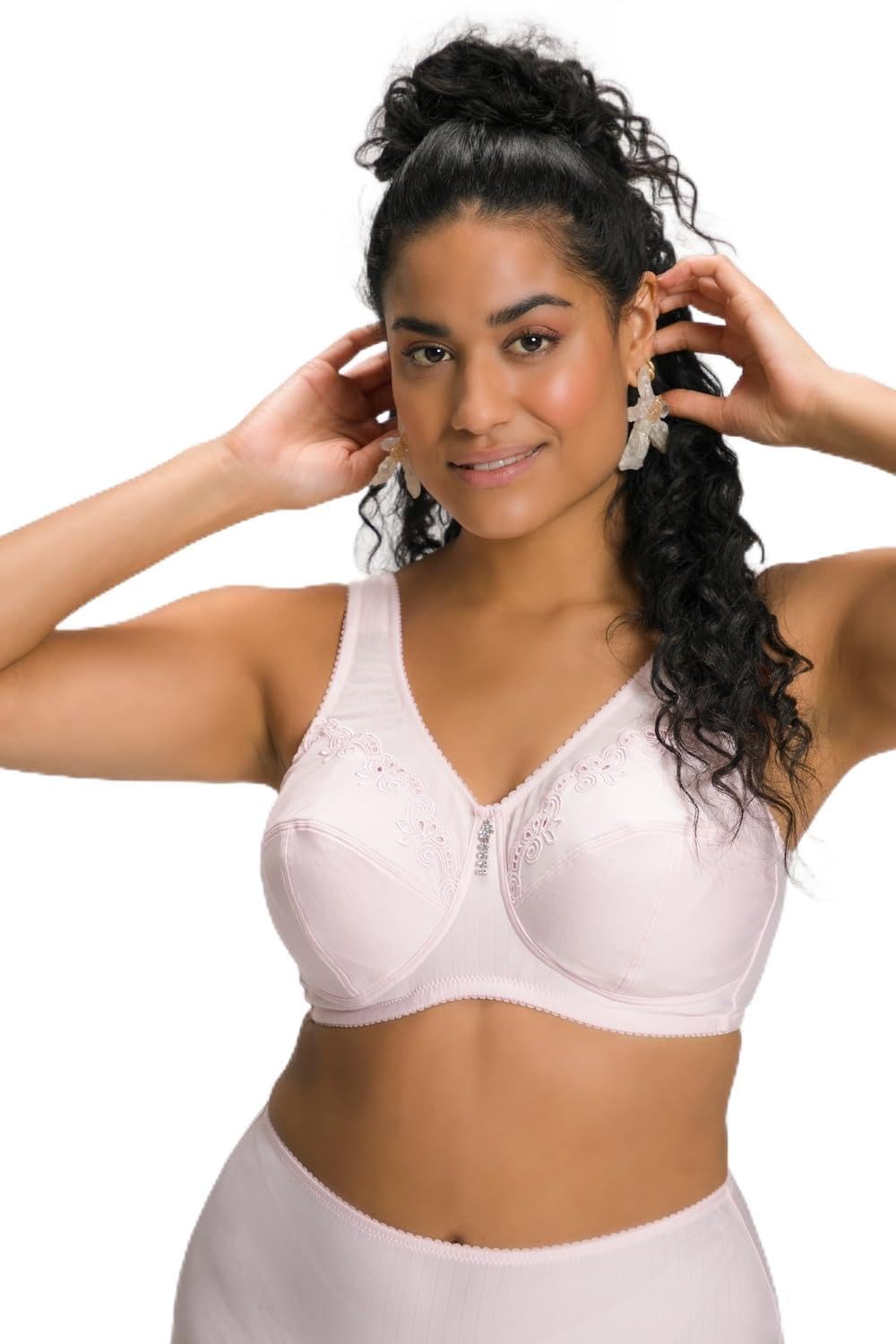 Ulla Popken Damen Entlastungs-BH, ohne Bügel, Strassanhänger, Cup C - G BRA, blütenrosa, 120G