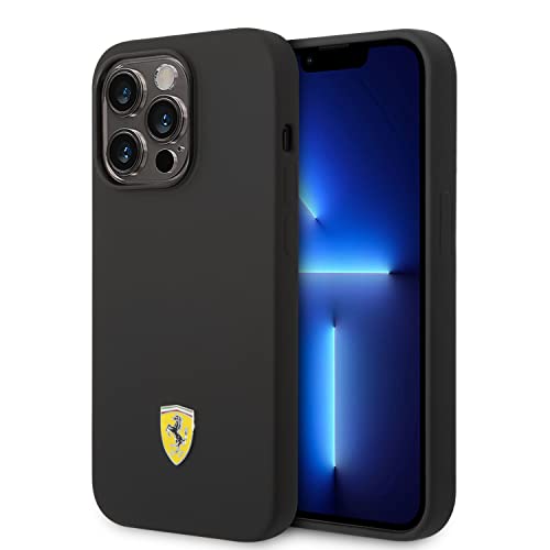 Ferrari FESSIHMP14LBK hülle für iPhone 14 Pro 6,1" Schwarz hardcase Silicone Metal Logo Magsafe